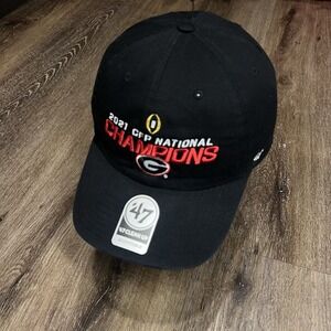 '47 Georgia Bulldogs Hat Black Red National CFP Champ Adjustable‎ Strap Clean Up